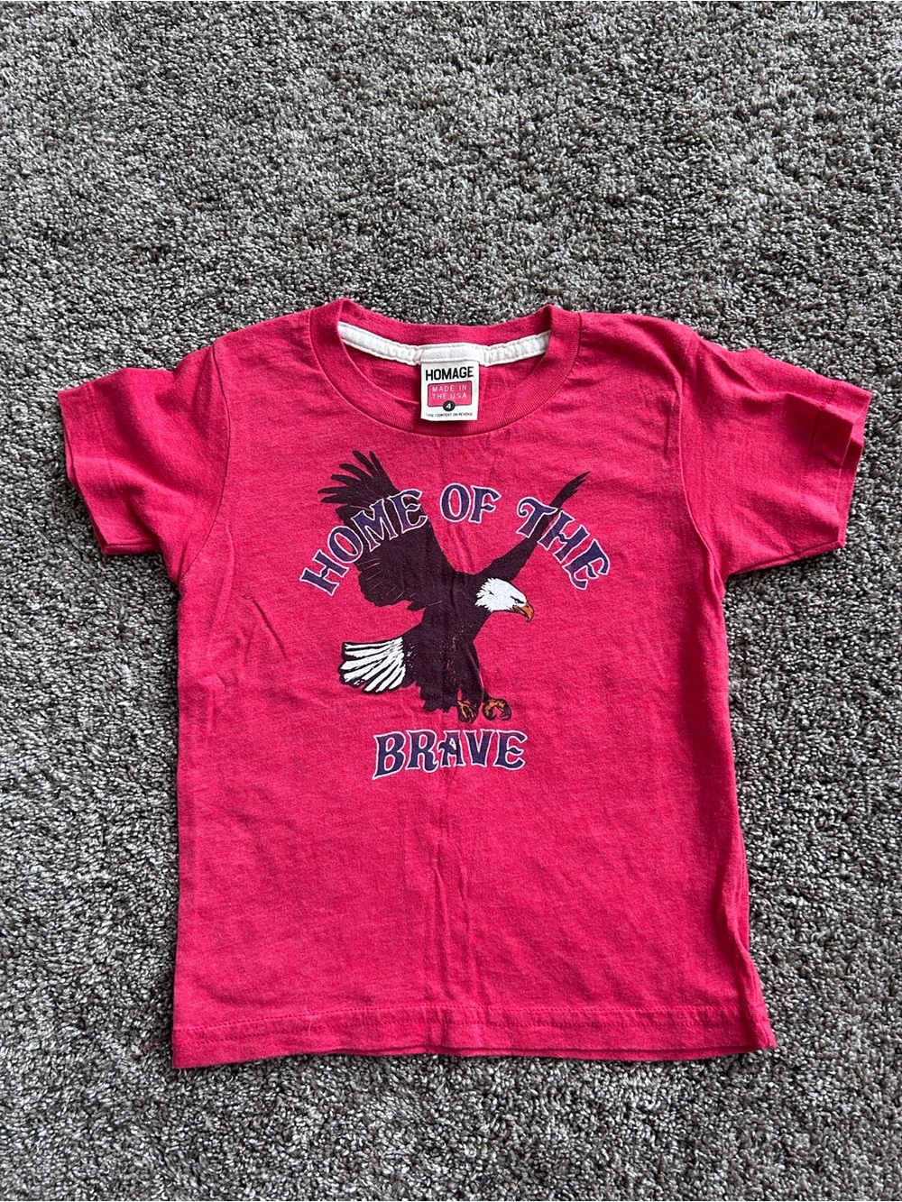 HOMAGE Kids Red 'Home of the Brave' Eagle Graphic Tee Size 4